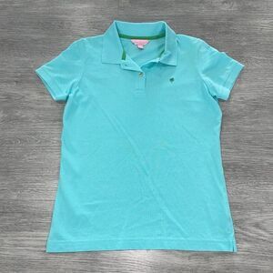 Lilly Pulitzer Blue Women’s Small Resort Fit Short Sleeve Polo Top Pima Cotton